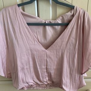 Forever 21 Satin pink cropped blouse